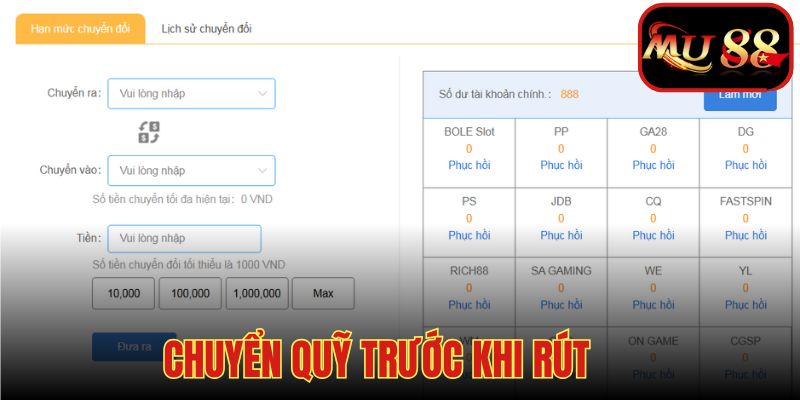 Hãy đảm bảo đã chuyển quỹ từ ví phụ trước khi giao dịch